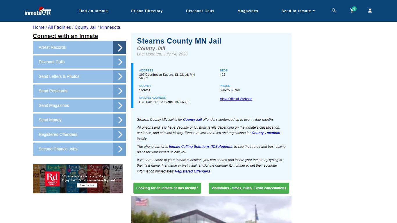 Stearns County MN Jail - Inmate Locator - St. Cloud, MN